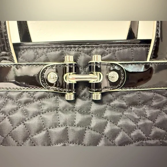 Vera Bradley Mon Cheri Black Quilted Tote Bag Purse Discontinued - Picture 10 of 15